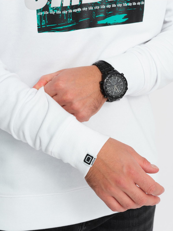 Ombre Clothing Bílá pánská mikina s potiskem Ombre Clothing