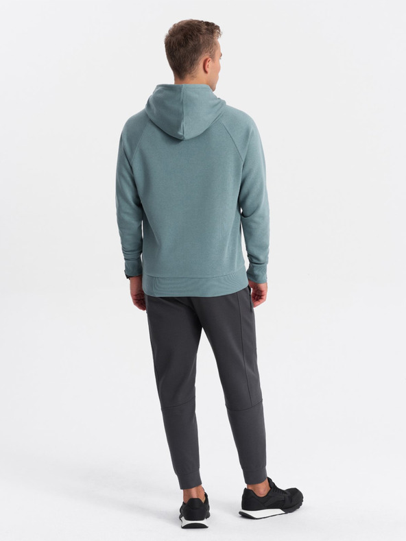 Ombre Clothing Modrá pánská mikina s kapucí a potiskem Ombre Clothing