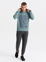 Ombre Clothing Modrá pánská mikina s kapucí a potiskem Ombre Clothing