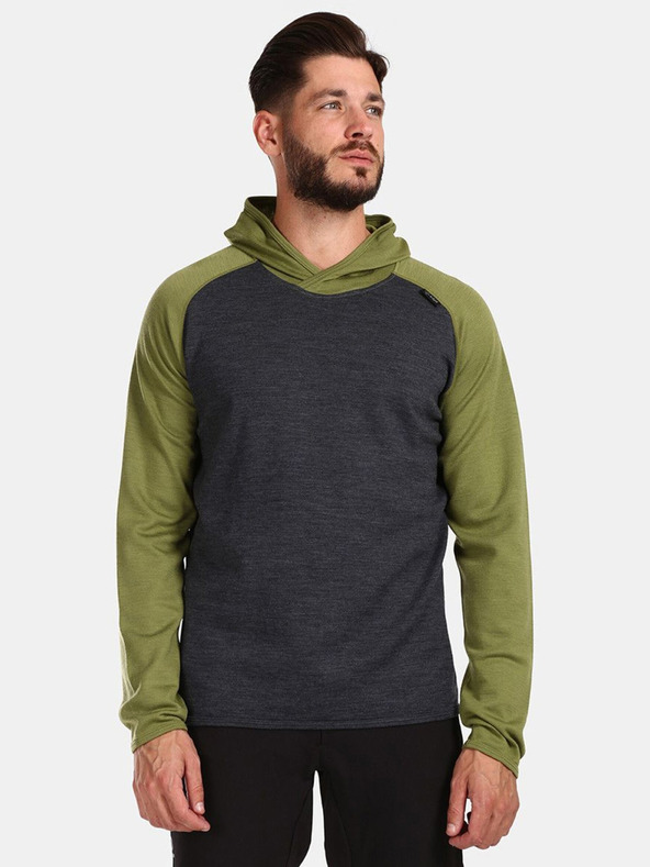 Kilpi Zeleno-šedý pánský svetr z Merino vlny Kilpi MOSEO-M