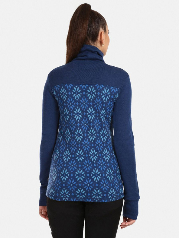 Kilpi Tmavě modré dámské vzorované tričko s rolákem z merino vlny Kilpi JANNU