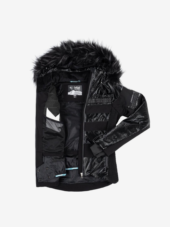 Kilpi Černá dámská lyžařská bunda s umělým kožíškem Kilpi DALILA