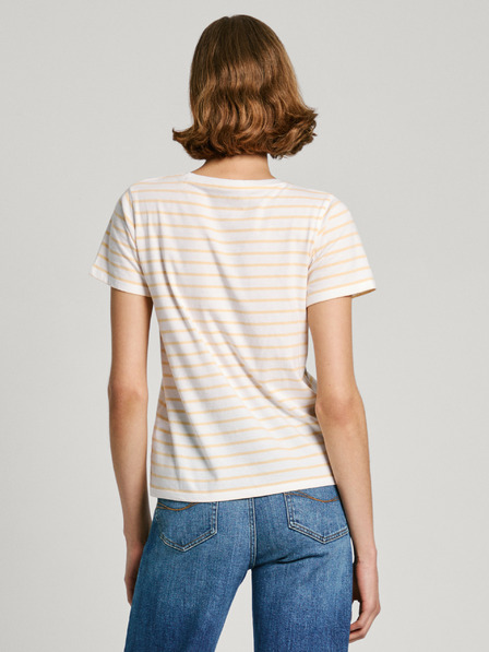 Pepe Jeans Žluto-bílé dámské pruhované tričko Pepe Jeans