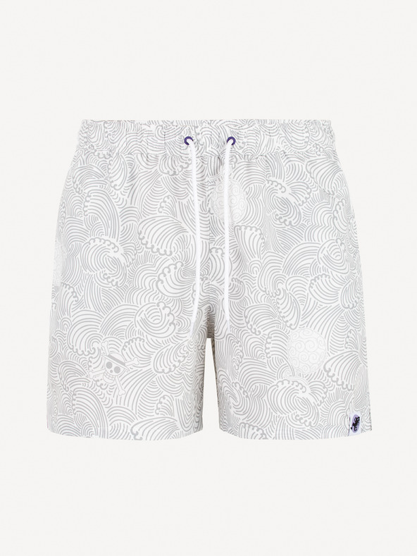 Celio Bílé pánské vzorované plavky Celio One Piece