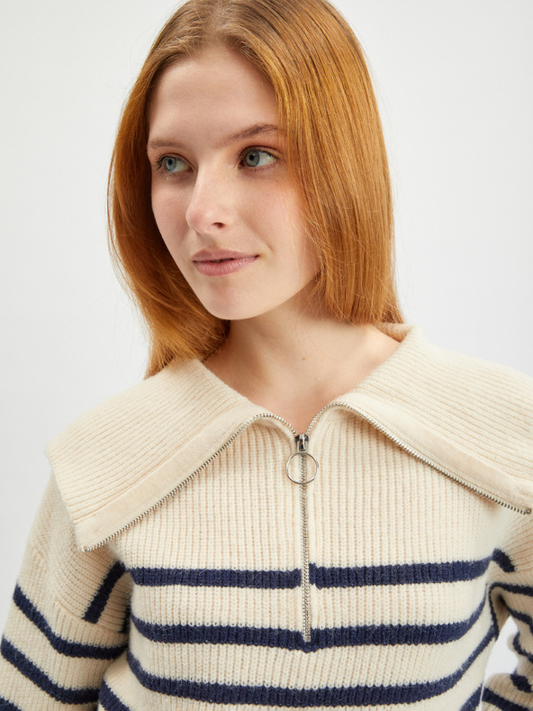 Orsay Krémový dámský pruhovaný svetr ORSAY