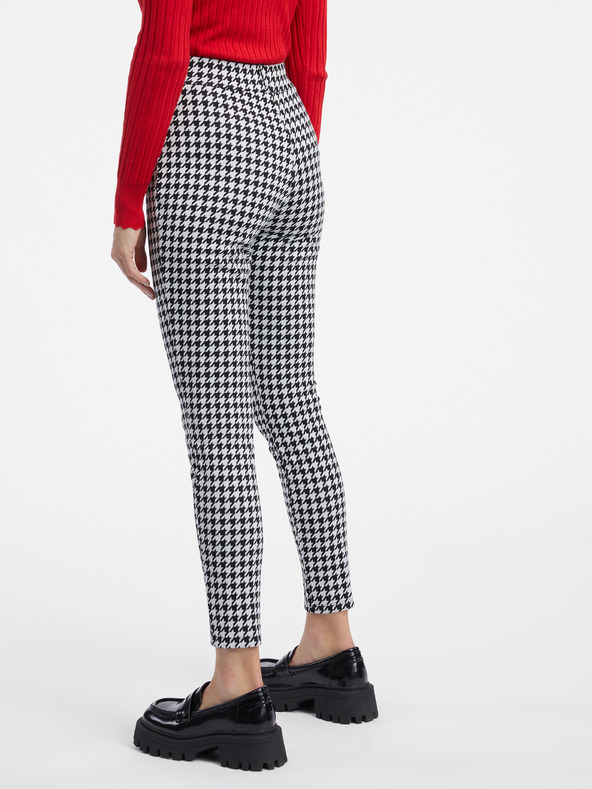 Orsay Bílo-černé dámské vzorované kalhoty ORSAY