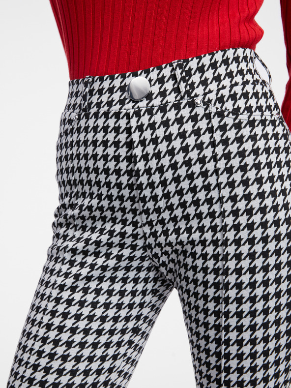 Orsay Bílo-černé dámské vzorované kalhoty ORSAY