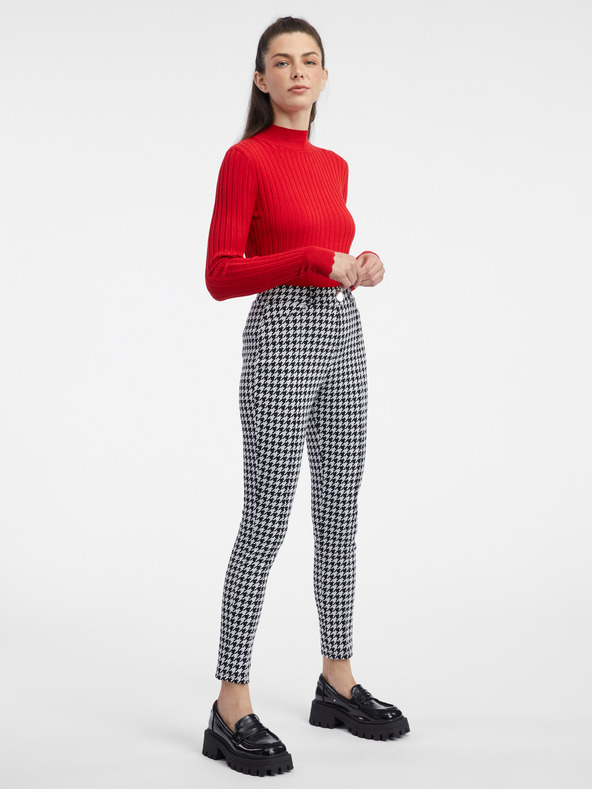 Orsay Bílo-černé dámské vzorované kalhoty ORSAY