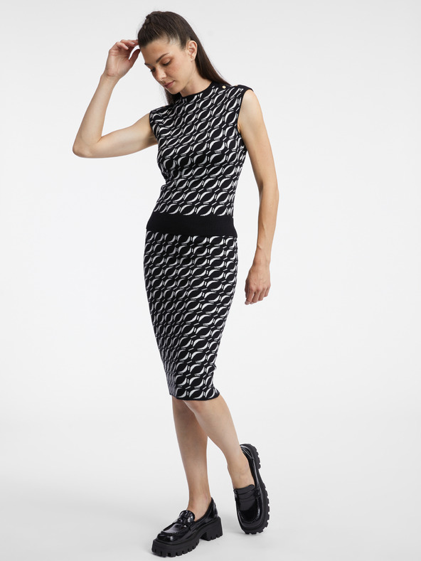 Orsay Bílo-černý dámský vzorovaný svetrový top ORSAY