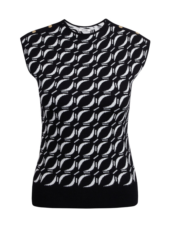 Orsay Bílo-černý dámský vzorovaný svetrový top ORSAY