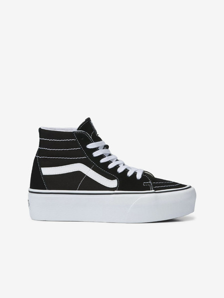 Vans Černé dámské kotníkové kožené tenisky na platformě VANS Sk8-Hi Tapered Stackform