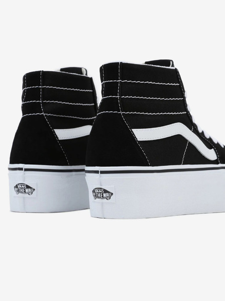Vans Černé dámské kotníkové kožené tenisky na platformě VANS Sk8-Hi Tapered Stackform