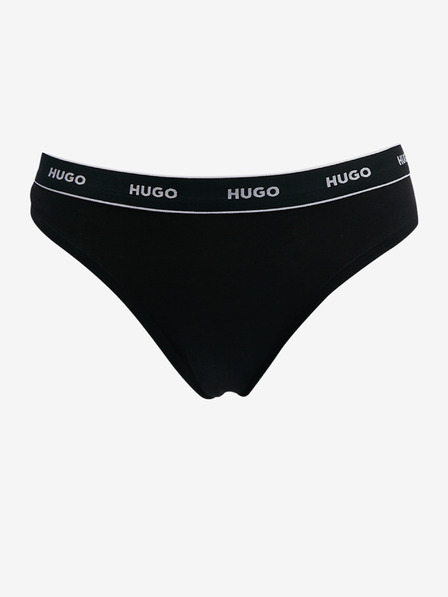 HUGO Sada tří dámských tang v černé barvě HUGO