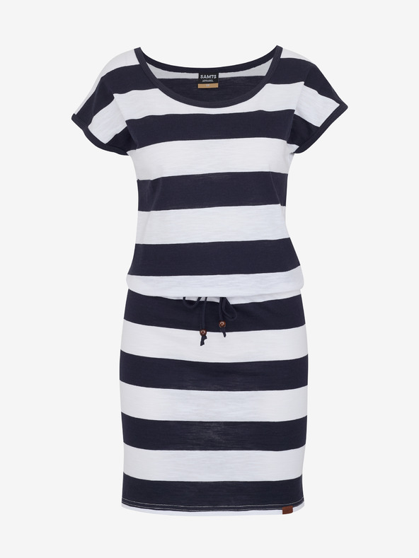 Sam 73 Bílo-modré dámské pruhované šaty SAM 73 Reyna
