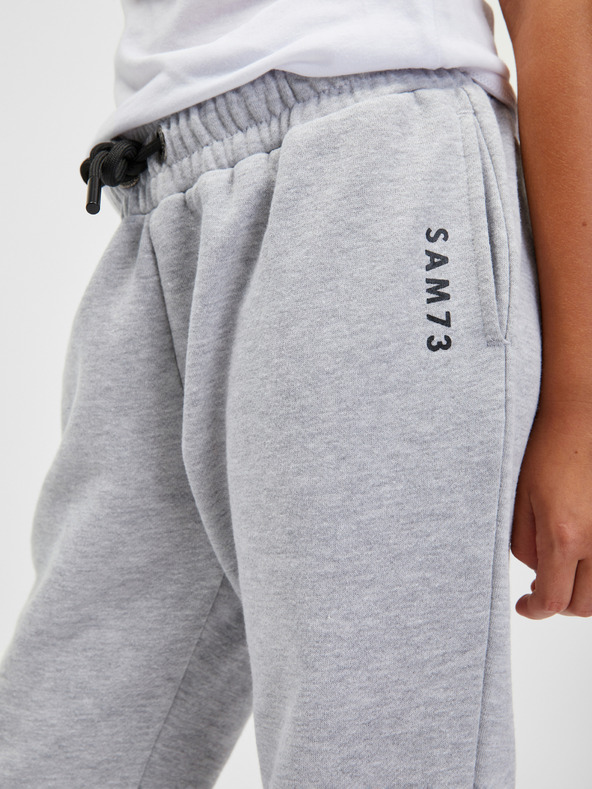 Sam 73 Světle šedé dětské žíhané tepláky SAM 73 Riardin