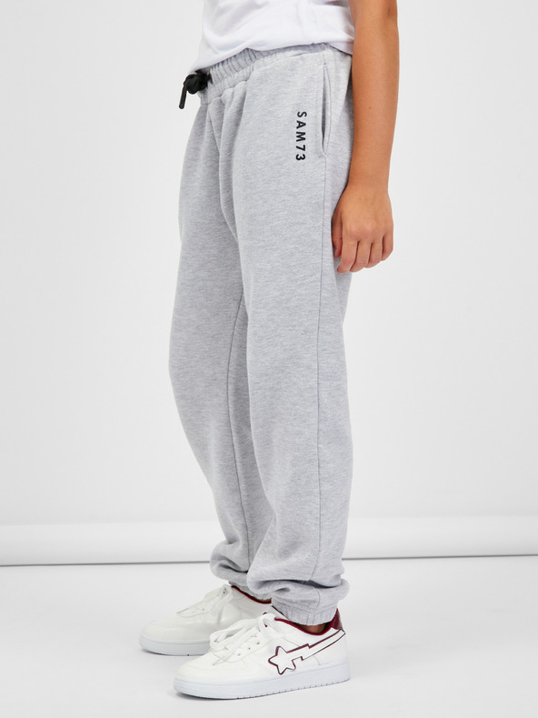 Sam 73 Světle šedé dětské žíhané tepláky SAM 73 Riardin