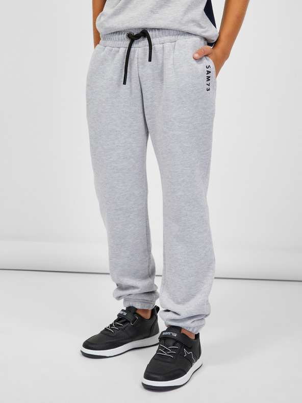 Sam 73 Světle šedé dětské žíhané tepláky SAM 73 Riardin