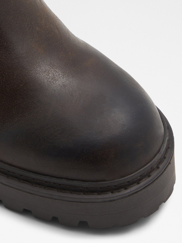 Aldo Tmavě hnědé dámské kožené kotníkové boty ALDO Palomina