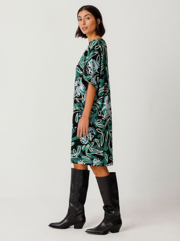 SKFK Zelené dámské květované šaty SKFK Vestido Geaxi