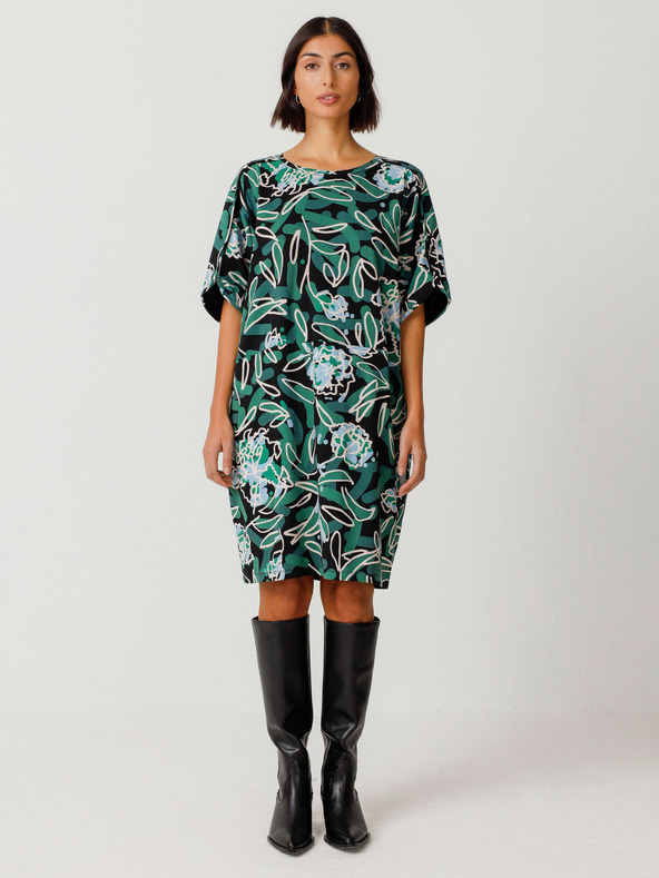 SKFK Zelené dámské květované šaty SKFK Vestido Geaxi