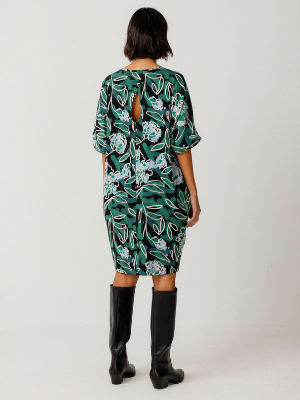 SKFK Zelené dámské květované šaty SKFK Vestido Geaxi