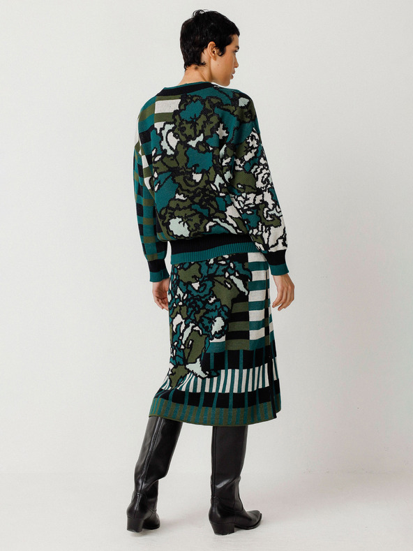 SKFK Zelený dámský květovaný svetr SKFK Suéter Larhun