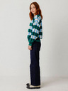 SKFK Modro-zelený dámský kostkovaný svetr SKFK Suéter Larhun