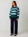 SKFK Modro-zelený dámský kostkovaný svetr SKFK Suéter Larhun