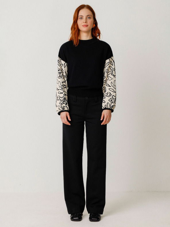 SKFK Krémovo-černý dámský svetr SKFK Suéter Aitza