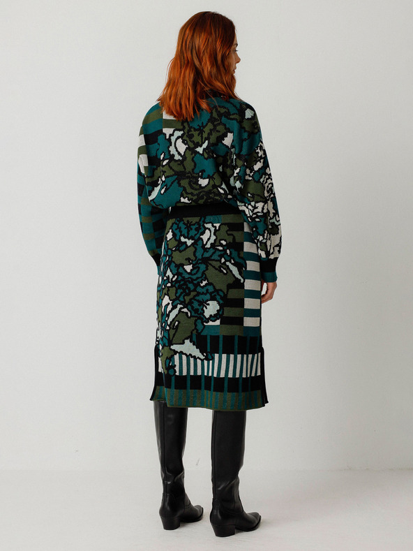 SKFK Zelená dámská květovaná sukně SKFK Falda Alda