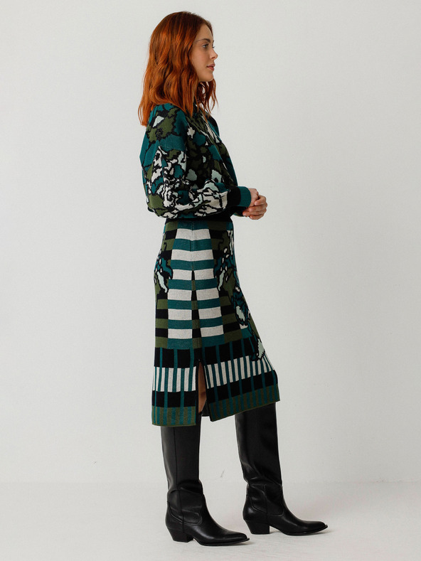 SKFK Zelená dámská květovaná sukně SKFK Falda Alda