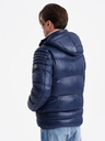 Ombre Clothing Tmavě modrá pánská prošívaná zimní bunda Ombre Clothing