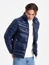 Ombre Clothing Tmavě modrá pánská prošívaná zimní bunda Ombre Clothing