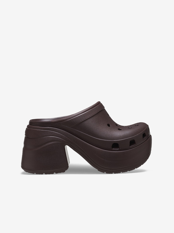 Crocs Hnědé dámské pantofle na podpatku Crocs Siren Clog