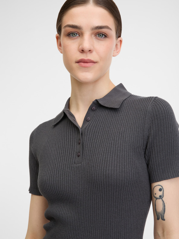 Orsay Tmavě šedé dámské tričko s krátkým rukávem ORSAY