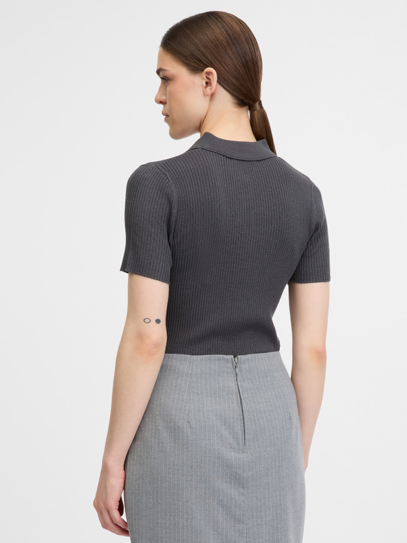 Orsay Tmavě šedé dámské tričko s krátkým rukávem ORSAY