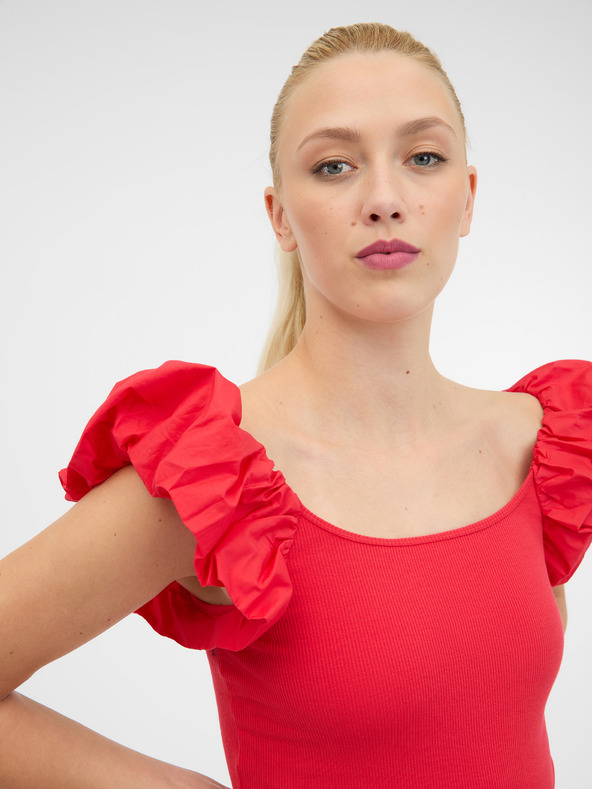 Orsay Červené dámské tričko s krátkým rukávem ORSAY