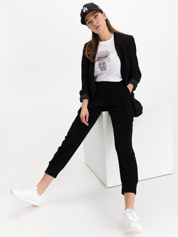 Karl Lagerfeld Bílé dámské vzorované tričko KARL LAGERFELD