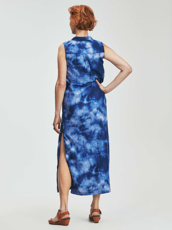 GAP Lněné batikované maxi šaty GAP