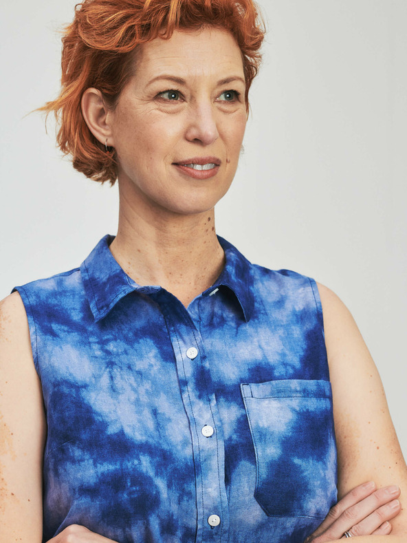 GAP Lněné batikované maxi šaty GAP