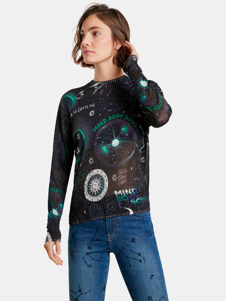 Desigual Černý dámský vzorovaný svetr Desigual Toronto