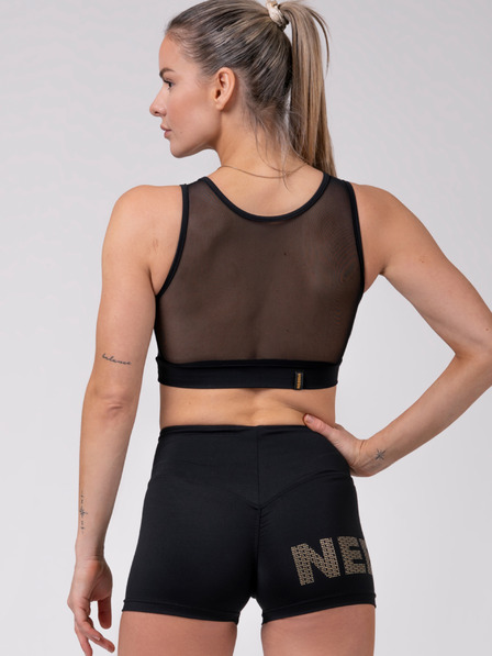 Nebbia Černý dámský sportovní cropped top Nebbia