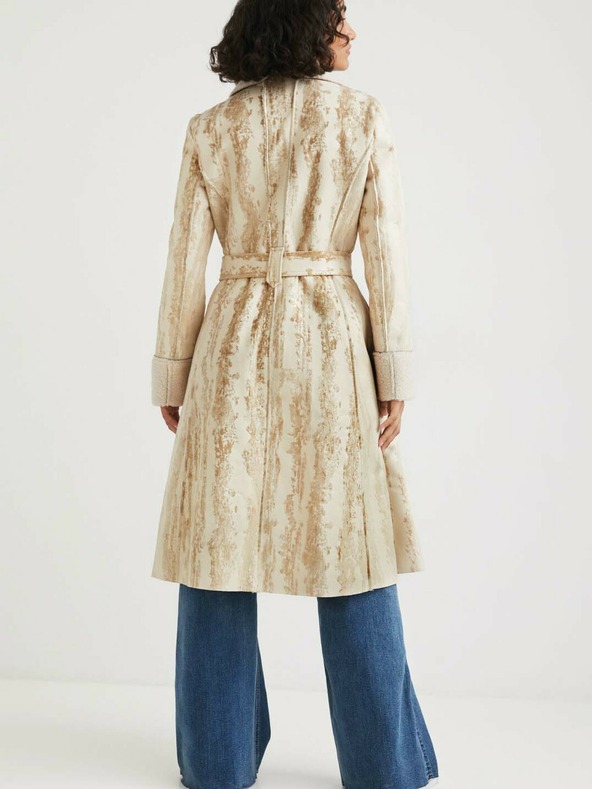 Desigual Béžový dámský vzorovaný kabát Desigual Marvelous