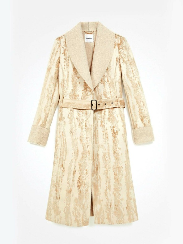 Desigual Béžový dámský vzorovaný kabát Desigual Marvelous