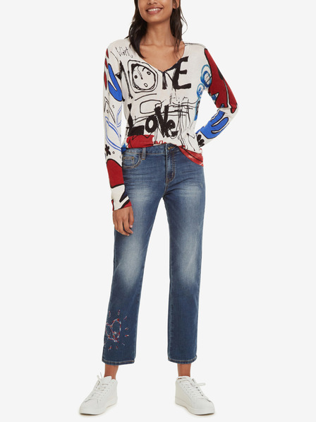 Desigual Modré dámské straight fit džíny Desigual Sanford
