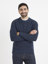 Celio Tmavě modrý pánský žíhaný svetr Celio