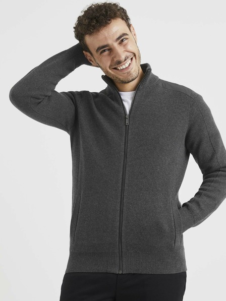Celio Tmavě šedý basic svetr Celio Vemilano