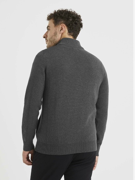 Celio Tmavě šedý basic svetr Celio Vemilano