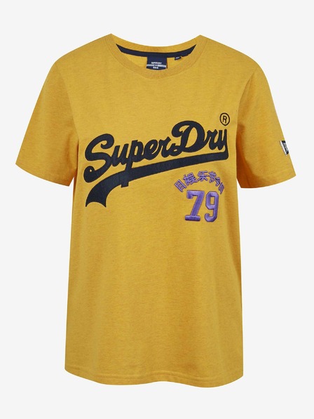 SuperDry Žluté dámské tričko s potiskem Superdry