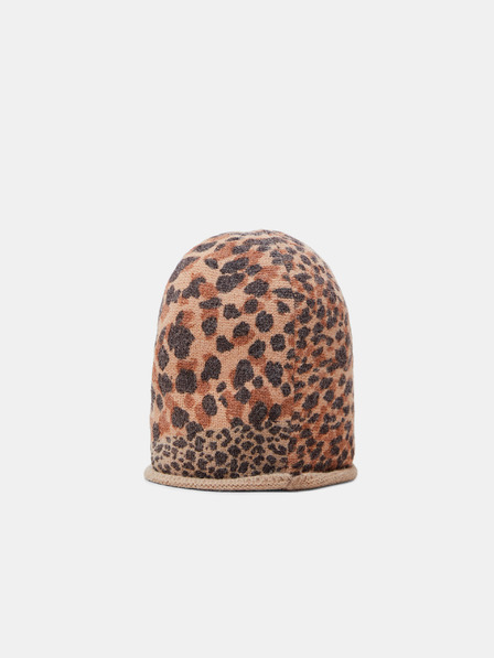 Desigual Hnědá dámská čepice s leopardím vzorem Desigual Animal Patch Gorro